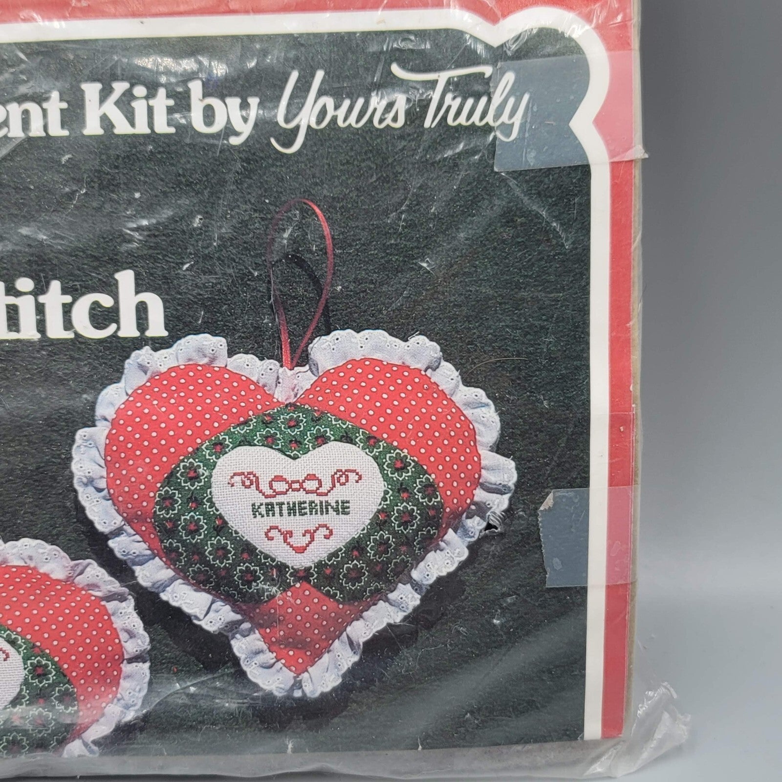 Yours Truly TWO CROSS STITCH HEARTS 2855 Ornament Kit NOS