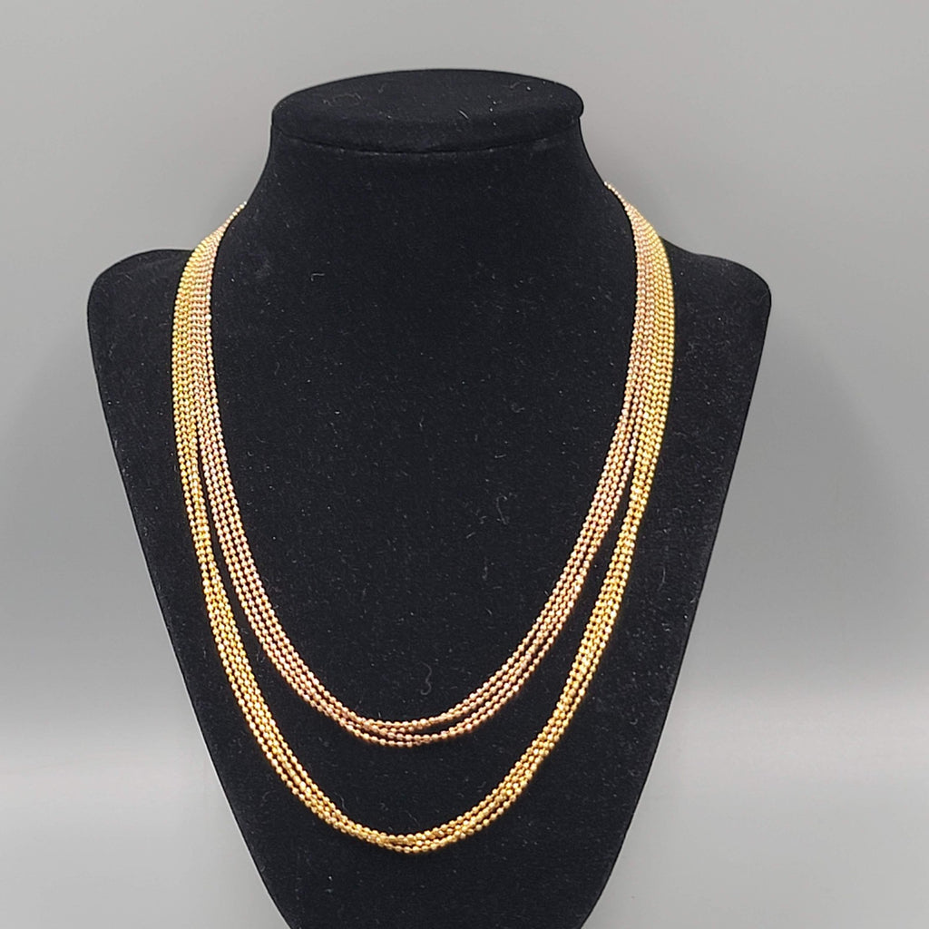 Multi Strand Ball Bead Chain Necklace Layered Two-Toned 18-20 Inch Adj