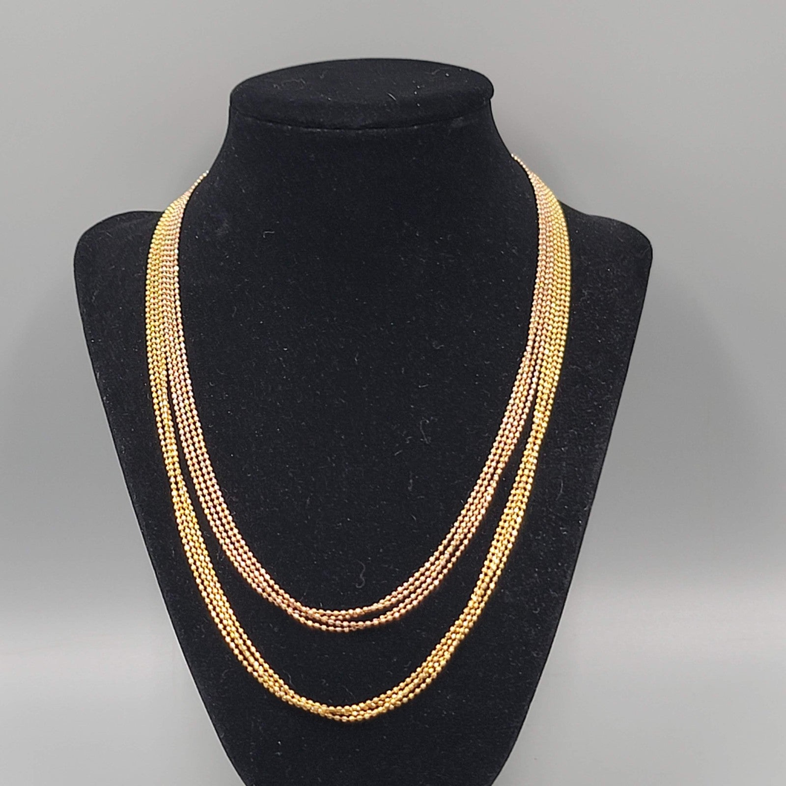 Multi Strand Ball Bead Chain Necklace Layered Two-Toned 18-20 Inch Adj