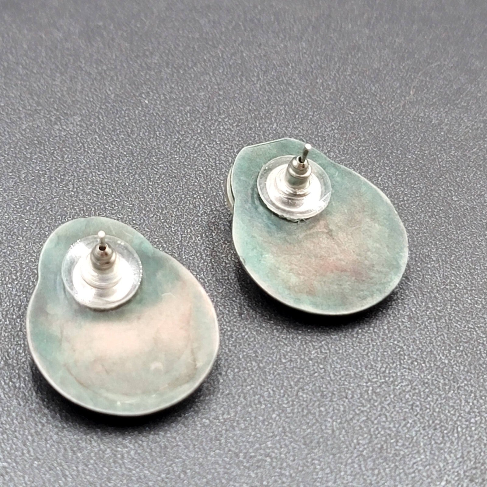 Vintage Pierced Earrings Green Marble Look Drop Acrylic 1 1/8"