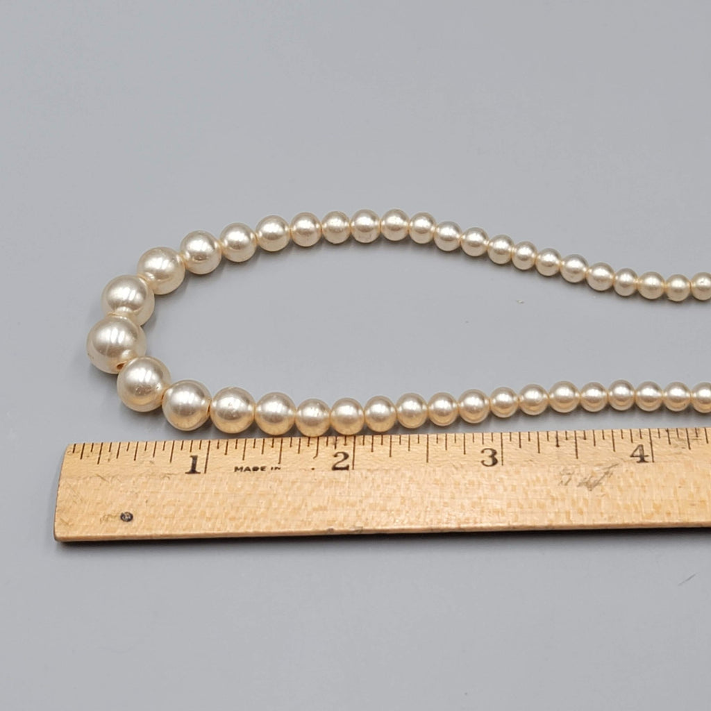 Vintage Faux Pearl Glass Bead Necklace Graduated Estate Costume Jewelry 16"