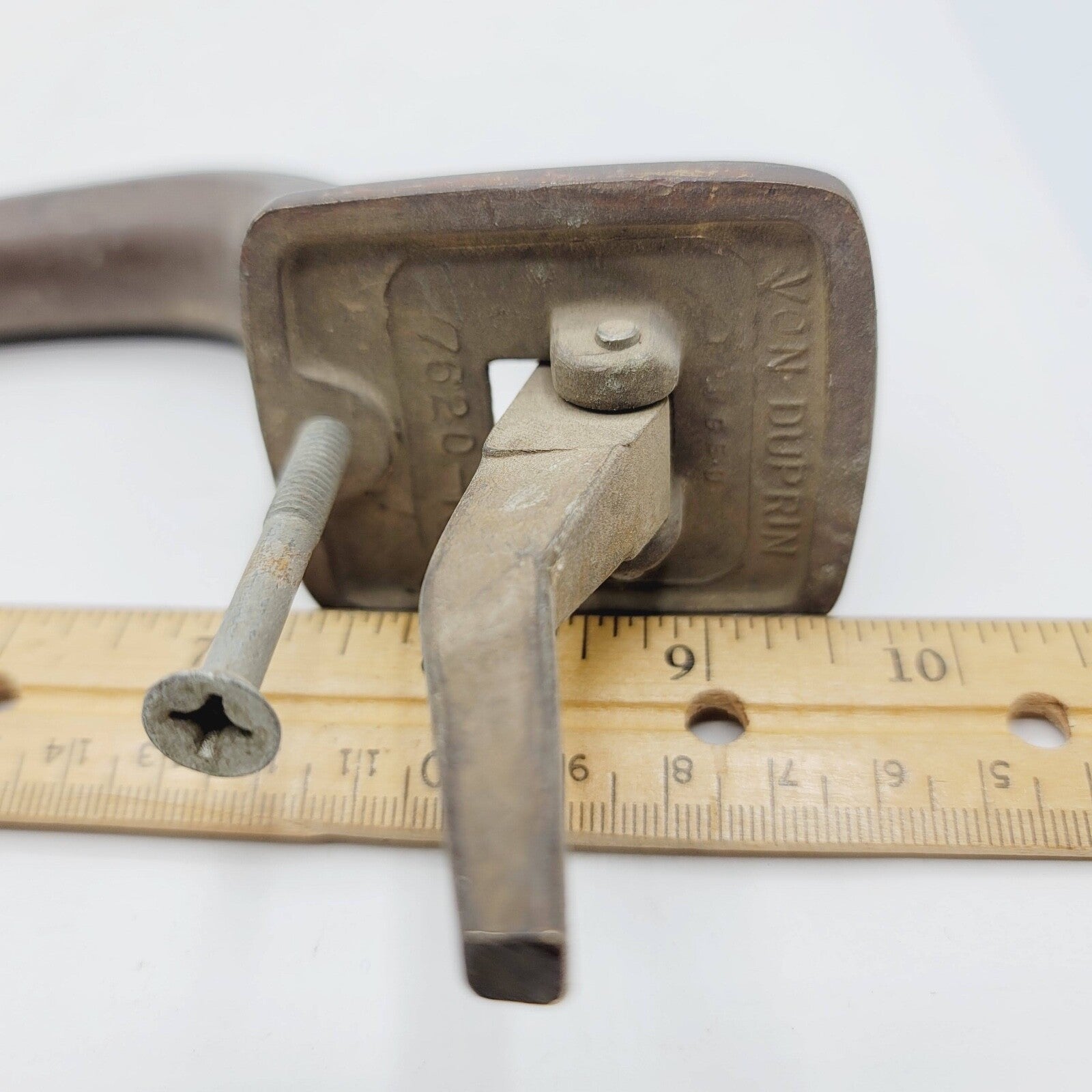 Vintage Brass Exterior Door Knob Pull Handle 9 1/2" holes 6"