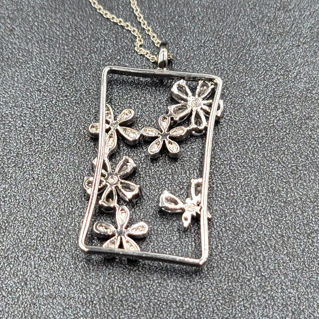 Sterling Silver Flower Crystal Gold Plated Pendant Necklace 16"-18"