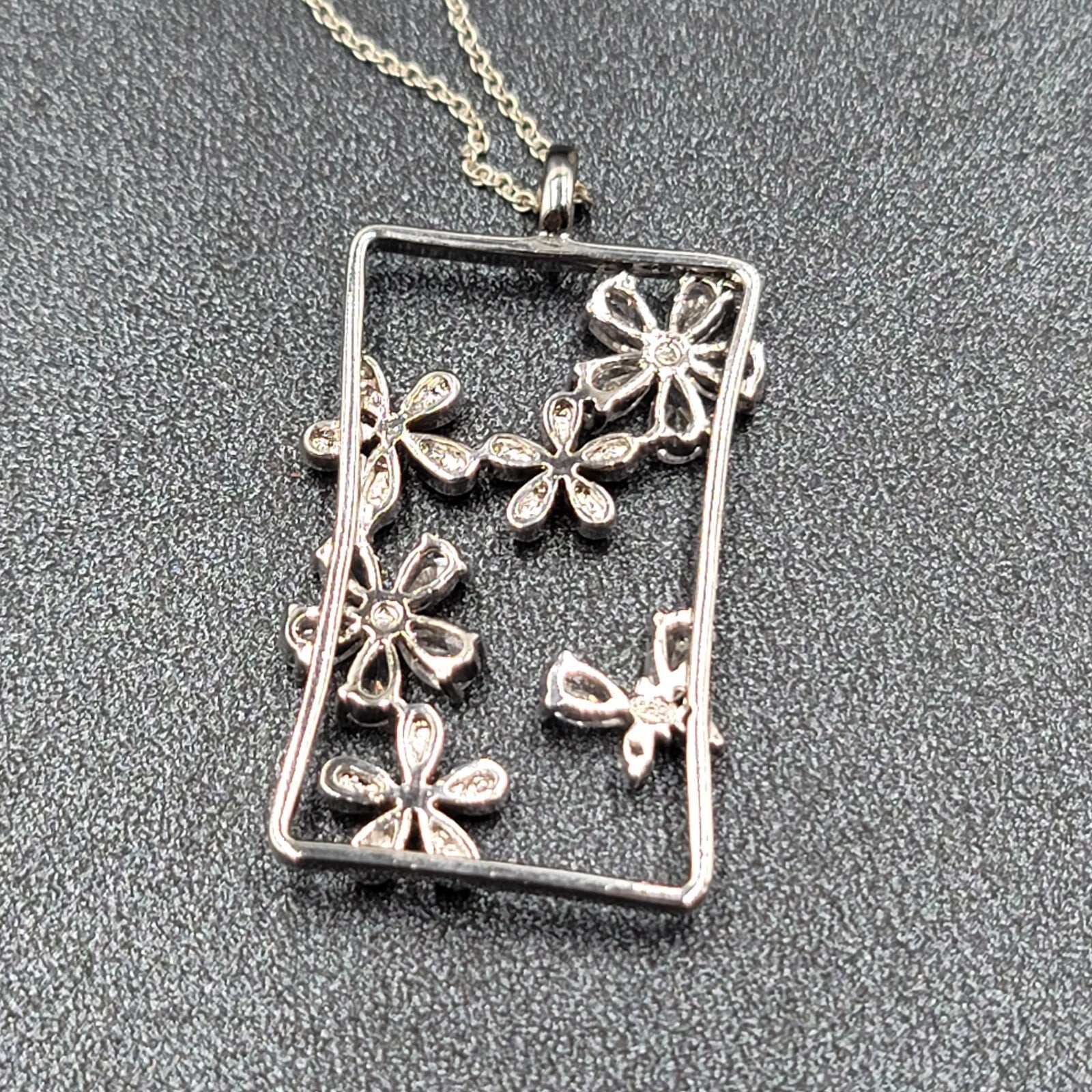 Sterling Silver Flower Crystal Gold Plated Pendant Necklace 16"-18"