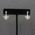 Bee Pierced Earrings Silver tone Small Dangle 1/2"