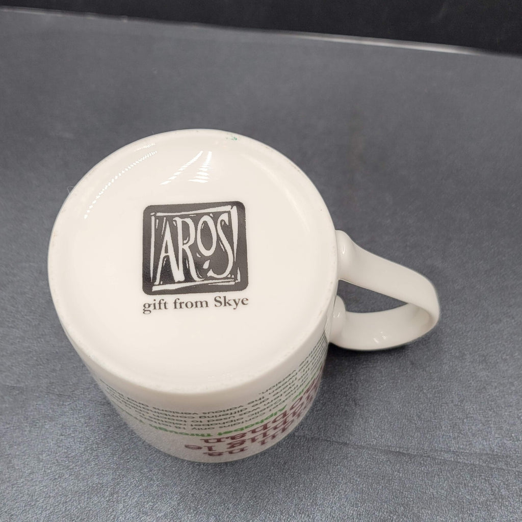 Aros Coffee Mug Cup Gaelic Alphabet Through Trees 3.25"