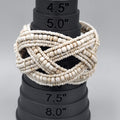 Vintage Cuff Bracelet White Beige Seed Bead Woven 7"+