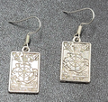 La Rueda de la Fortuna Tarot Card Pierced Earrings Silver tone 1"