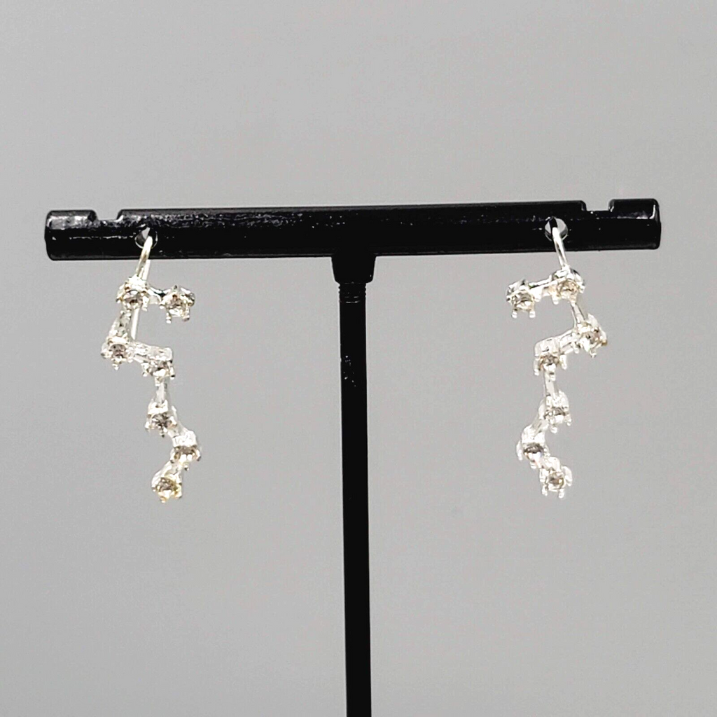 Constellation Rhinestone Pierced Earrings Silver tone Drop 1"