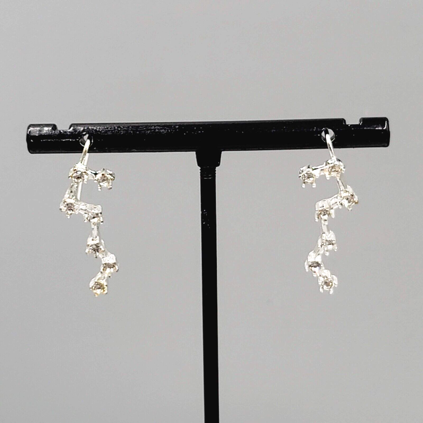Constellation Rhinestone Pierced Earrings Silver tone Drop 1"