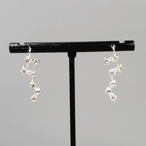 Constellation Rhinestone Pierced Earrings Silver tone Drop 1"