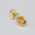 Vintage Pierced Earrings Gold Plated Textured Polished Studs 5/8"