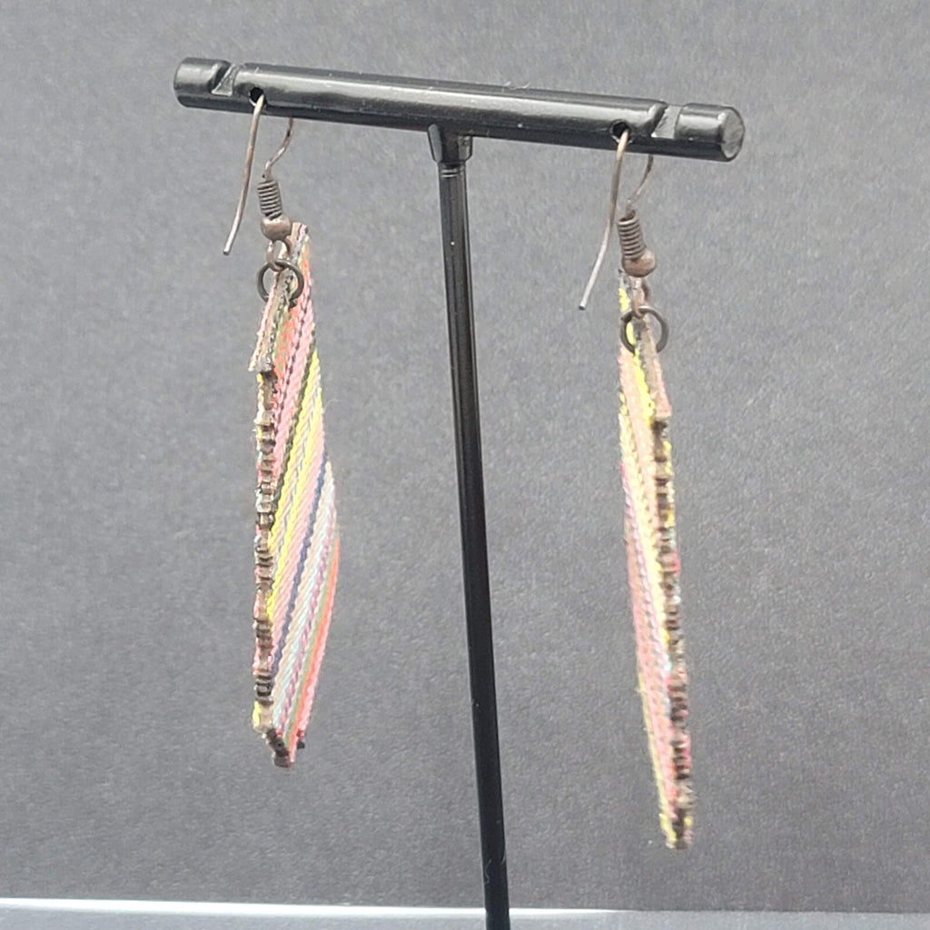 Pierced Earrings Fabric Cut out State of Missouri Dangle 1.75"