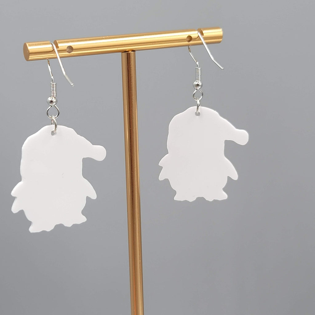 Winter Penguin Pierced Earrings Silver tone Dangle 1.25 in
