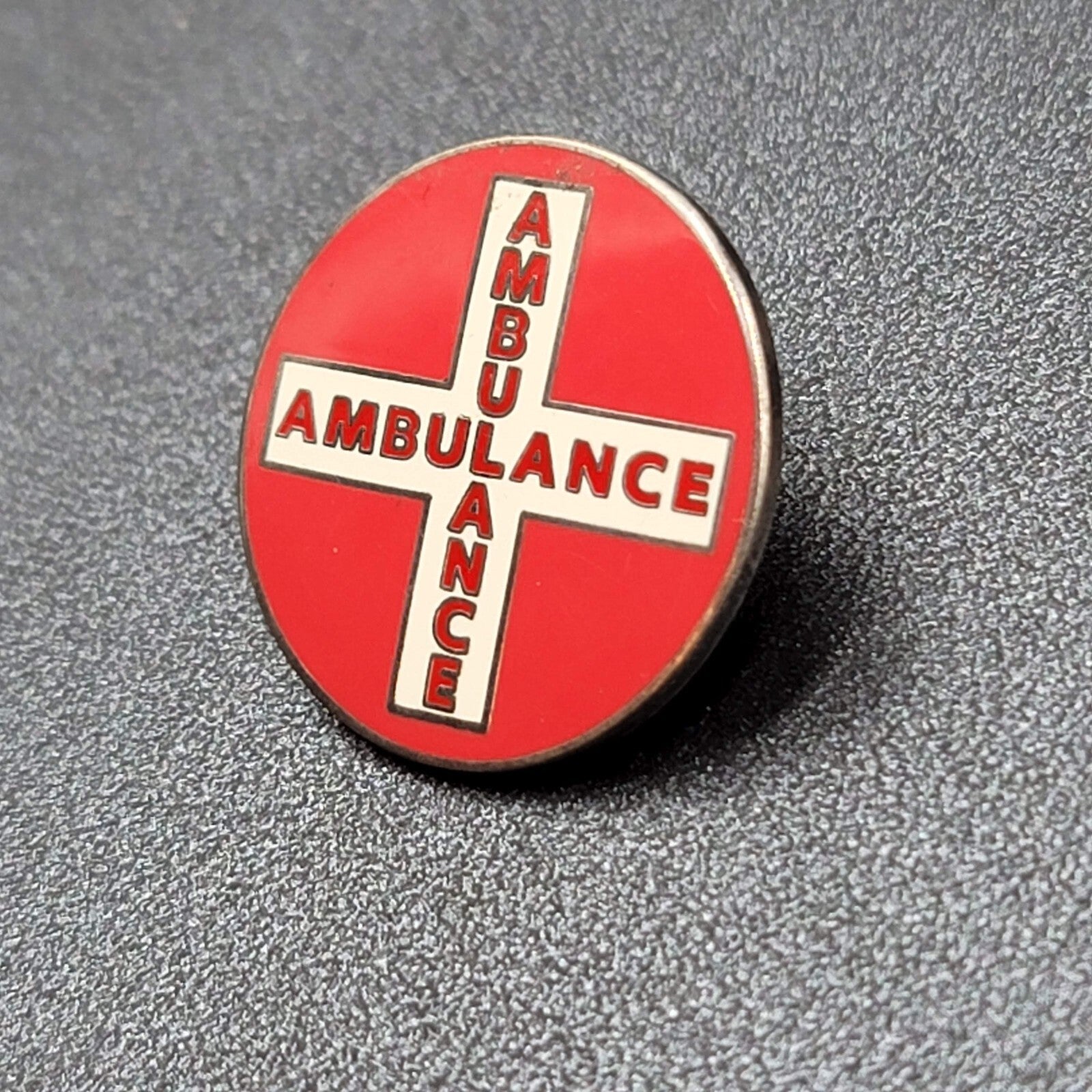 Ambulance Cross Lapel Hat Pin Red White Circle 1" 