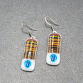 Artisan Art Glass Pierced Earrings Dangle White Multicolor 1.25"
