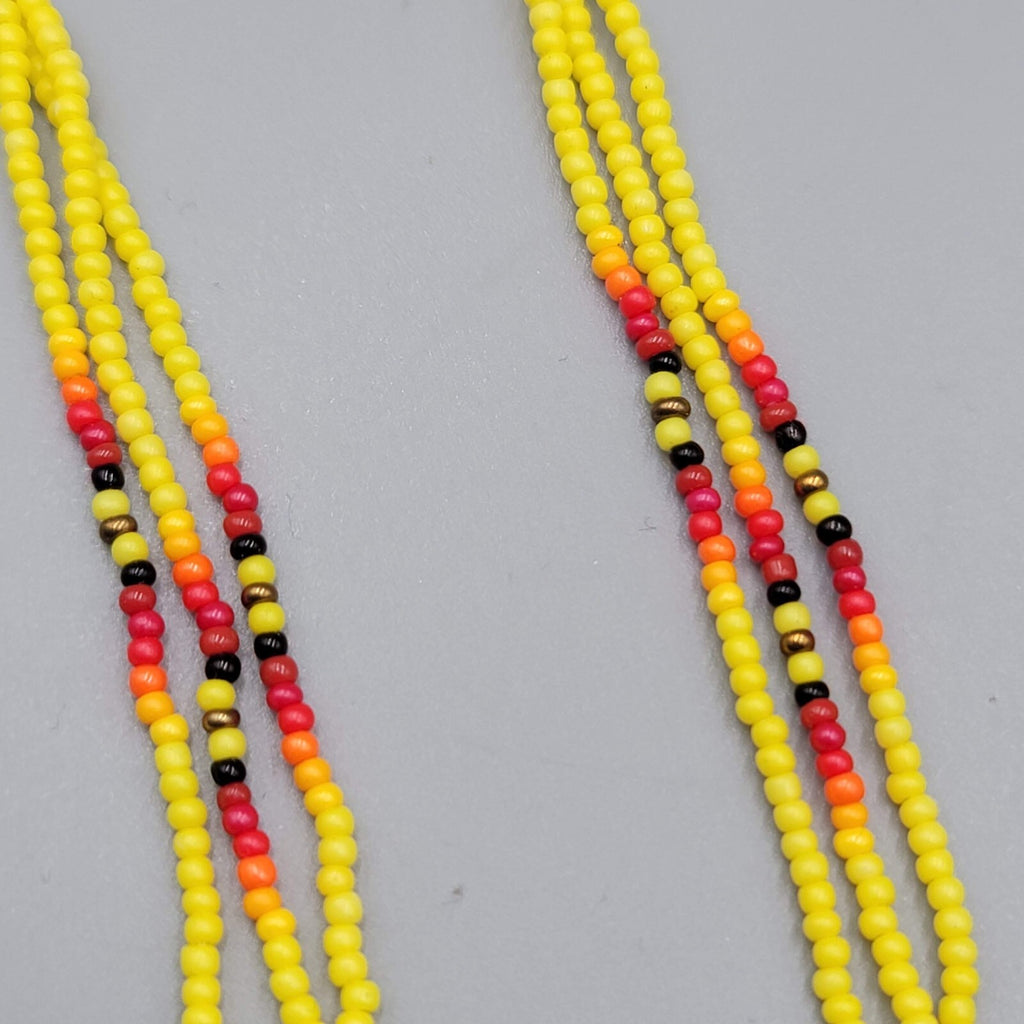 Long Pierced Earrings Yellow Seed Bead Southwestern Dangle 4"