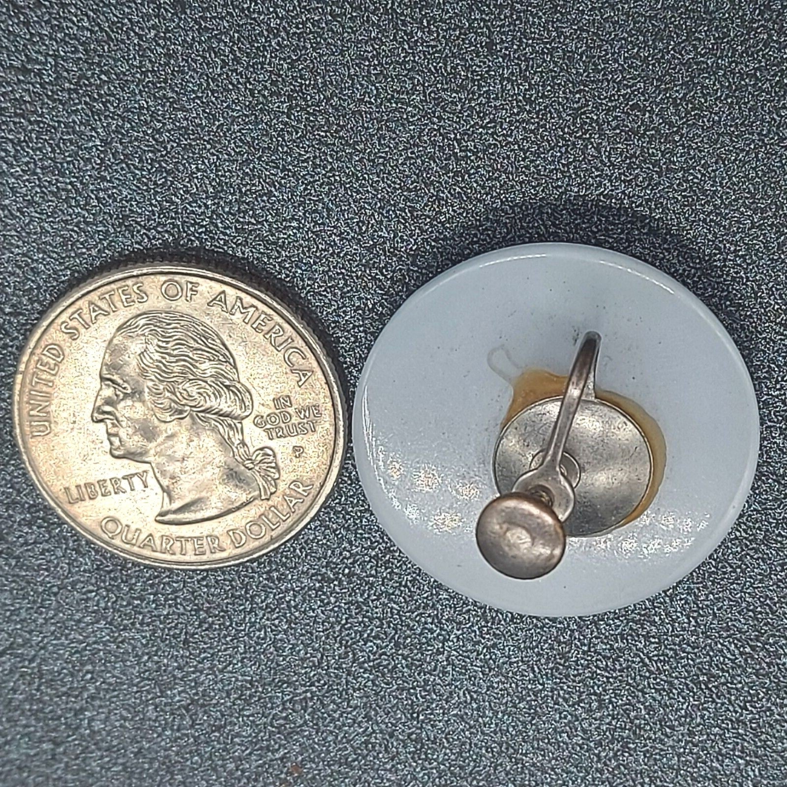 Vintage Clip on Earrings Blue Chatoyant Resin Disc Button Style 1" Screw Back