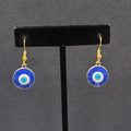 Pierced Earrings Gold tone Round Enamel Evil Eye Dangle 5/8"