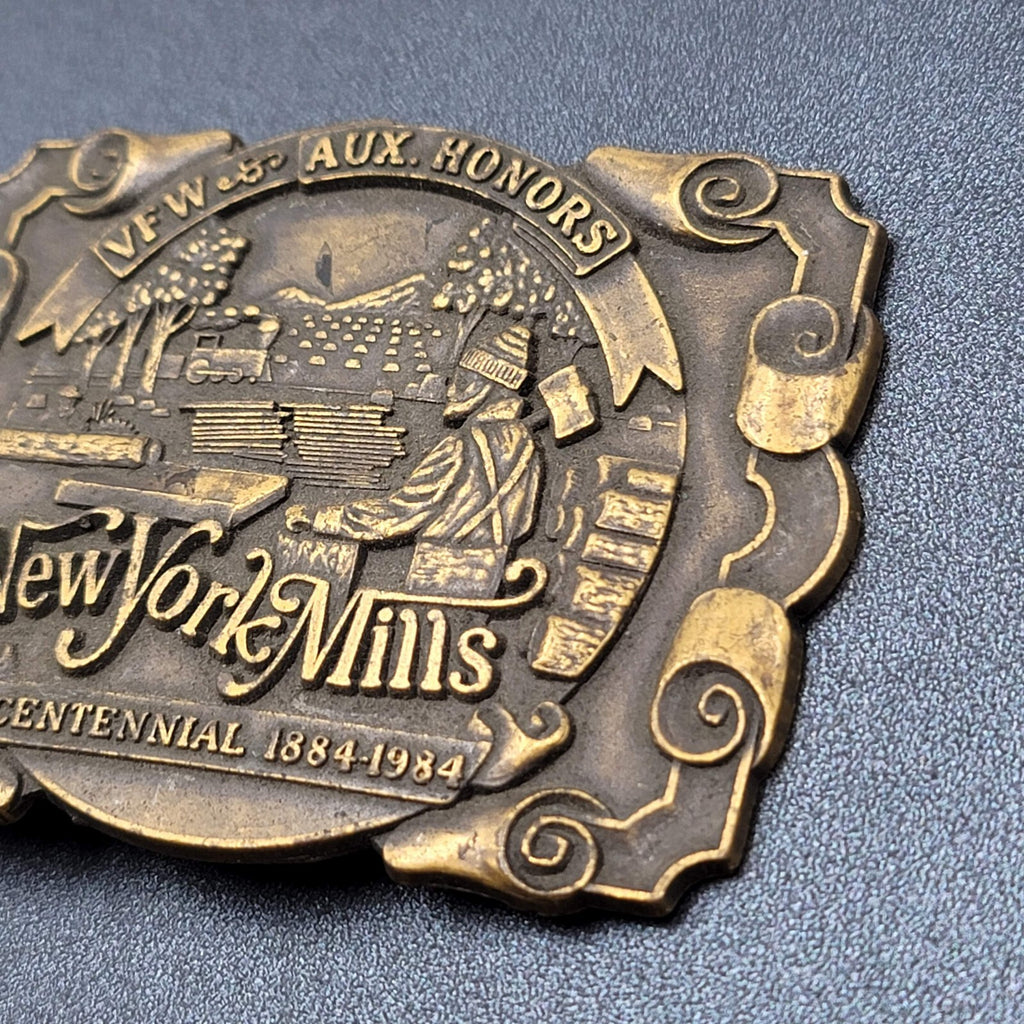 Vintage New York Mills VFW AUX Honor Centennial 1884-1984 100 Year Belt Buckle