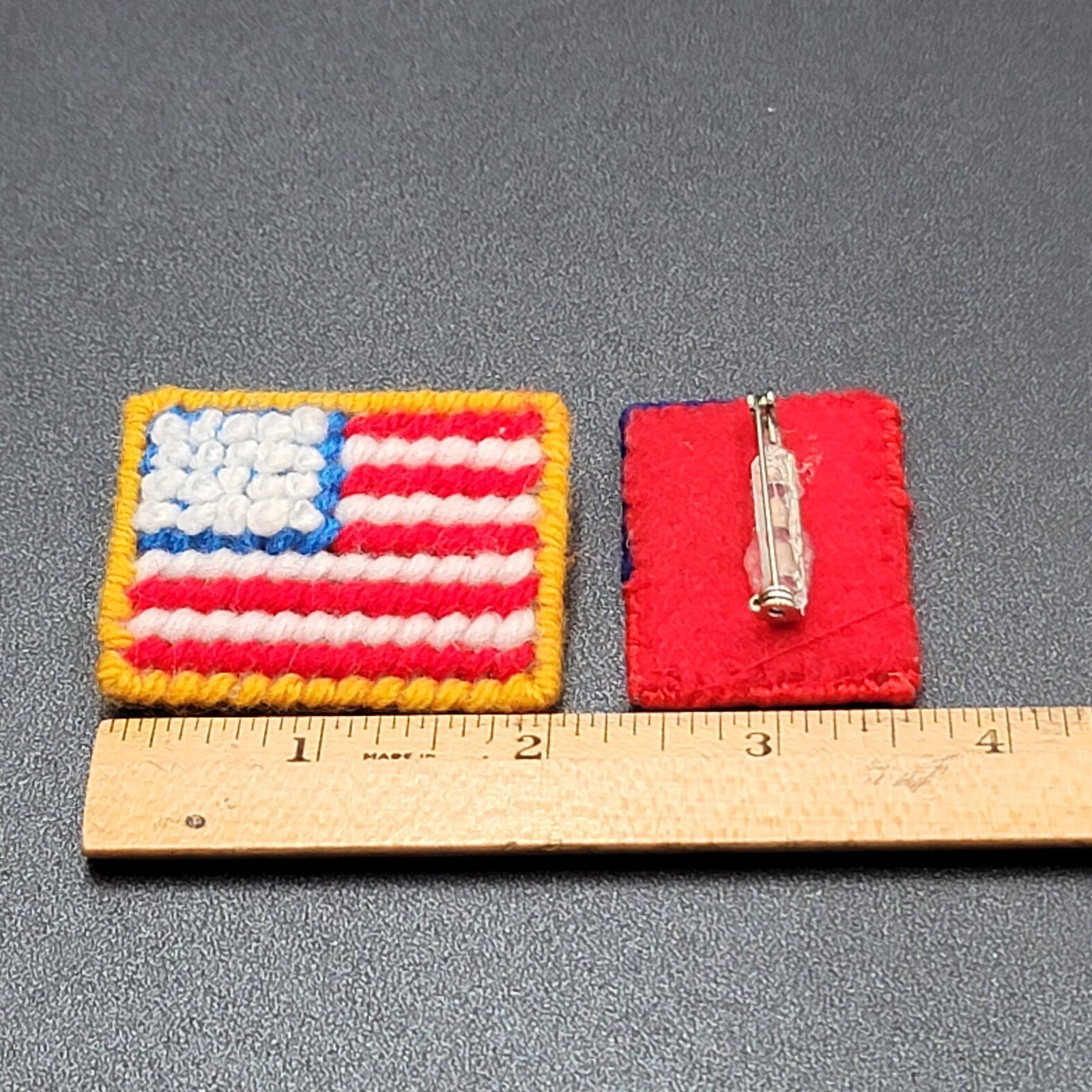 Vintage Handmade Americana Lapel Pins American Flag Lot of 2 Patriotic