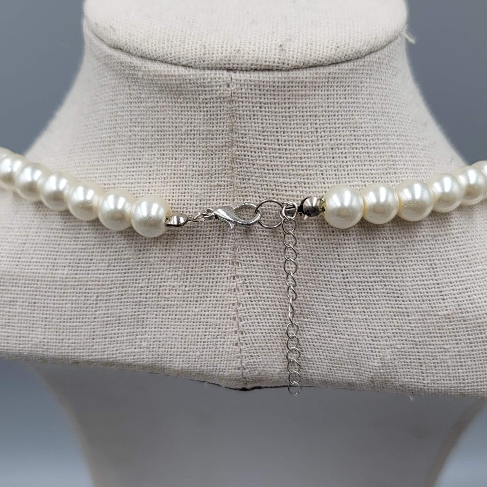 White Bead Necklace Faux Pearl Imitation Pearl 16"-18"