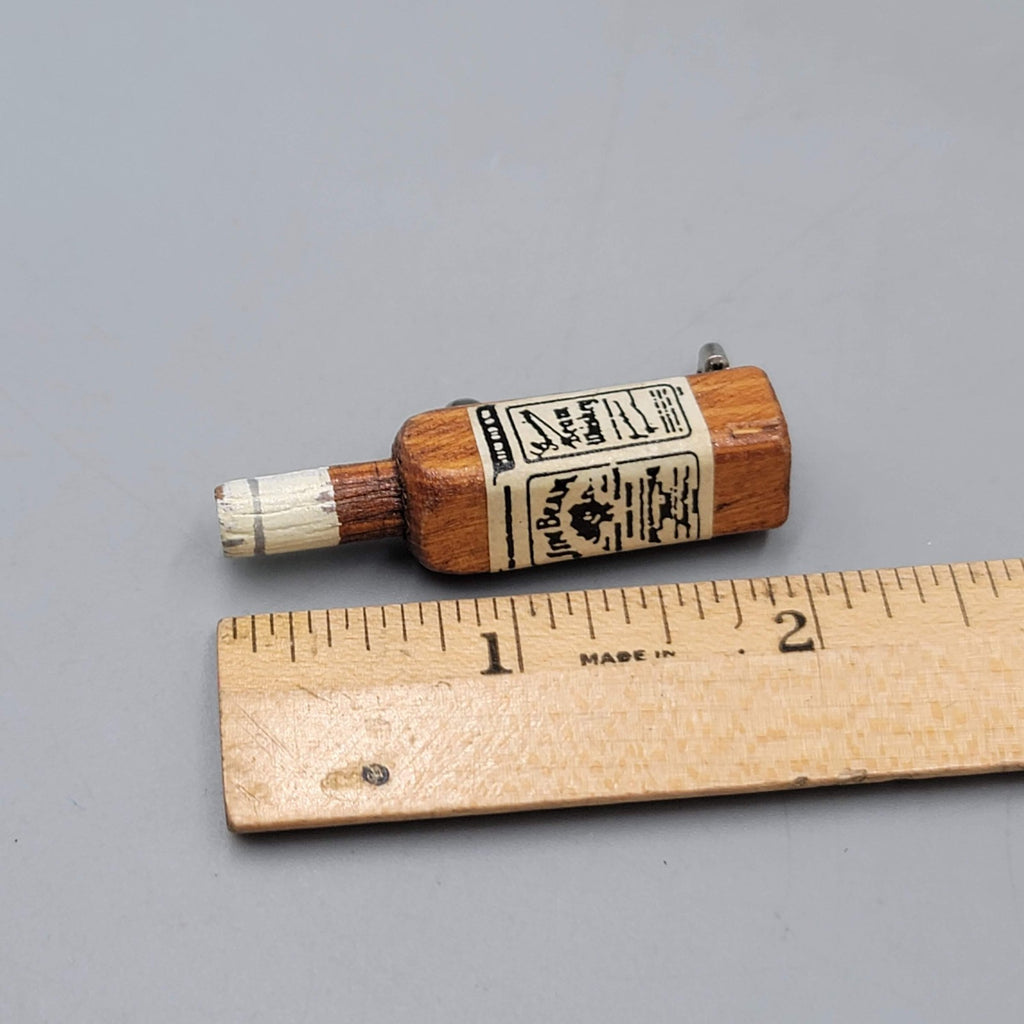 Vintage Jim Beam Bottle Wood Brooch 2 in