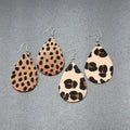 Lot of 2 Pierced Earrings Faux Leather Furry Cheetah and Leopard Print 2.25"