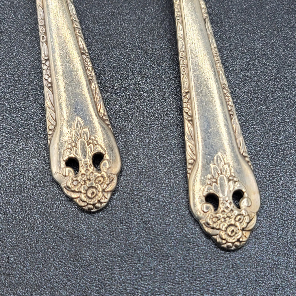 2 SOLID SERVING SPOONS HOLMES & EDWARDS  SILVERPLATE FLATWARE 8.25"