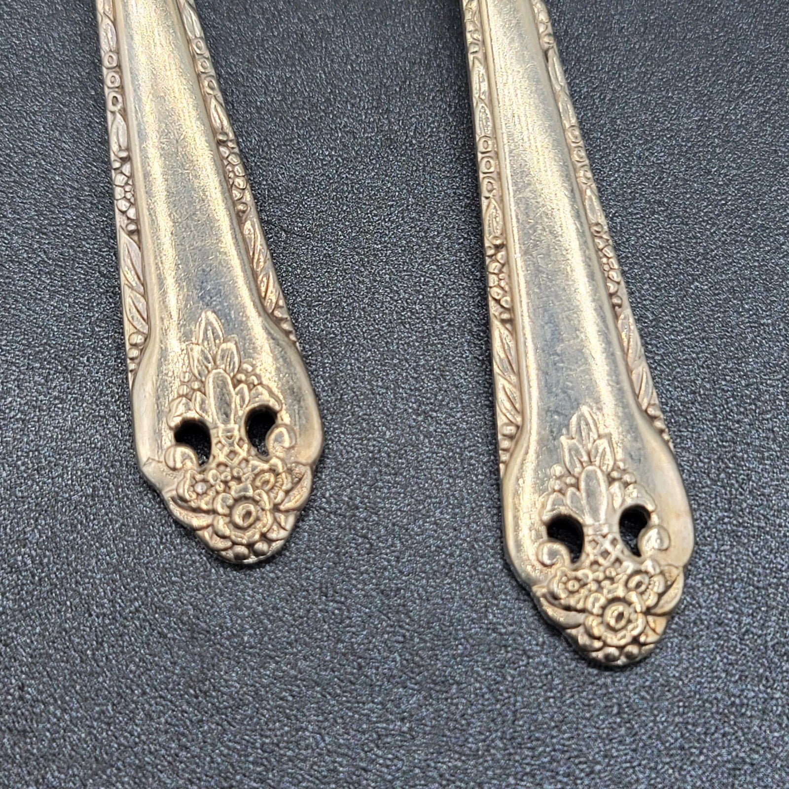 2 SOLID SERVING SPOONS HOLMES & EDWARDS  SILVERPLATE FLATWARE 8.25"