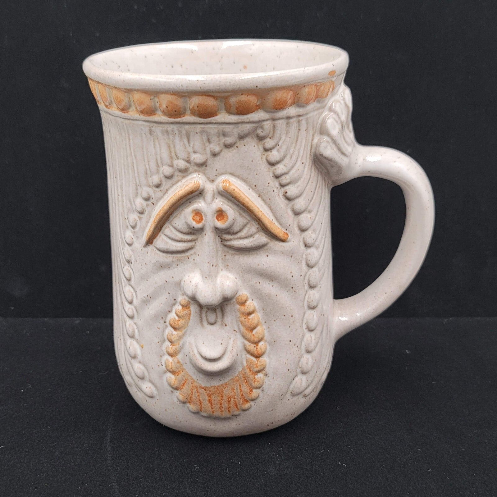 Vintage  Funny Man Face Mug Pottery Craft Large 6” Handcrafted