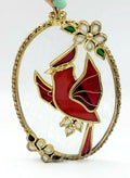 Stained Glass Hanging Sun Catcher Cardinal Bird 7" x 4 1/2" Layered 3D Holiday