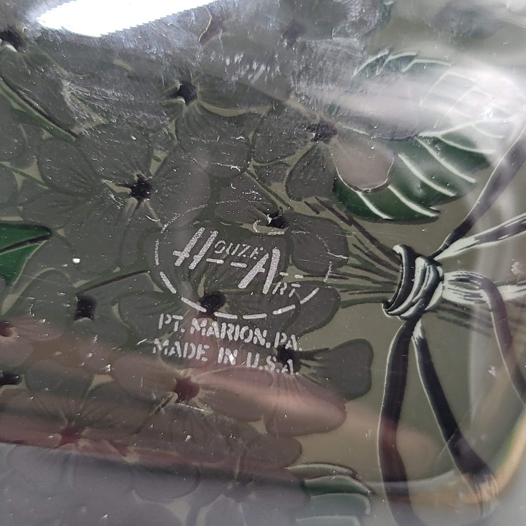 Vintage Houze Art Tray Happy Birthday and Get Well Glass Tray Lot Flowers
