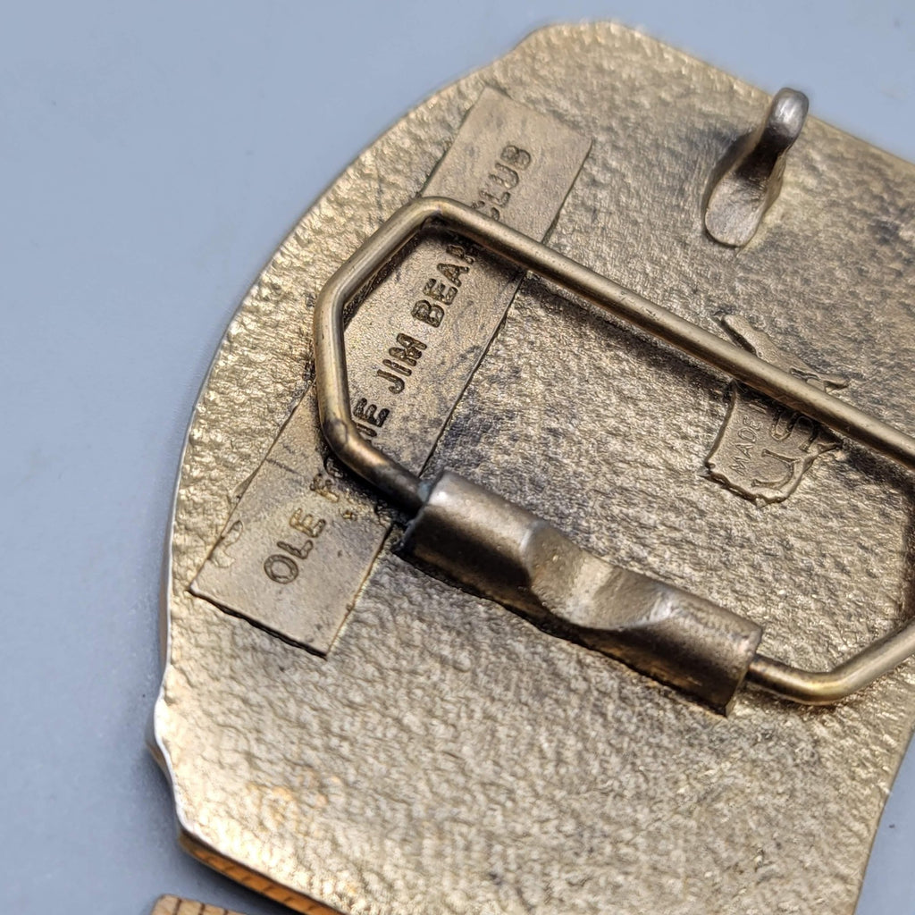 Vintage Jim Beam Belt Buckle Mens Brass Tone 1985 Las Vegas Convention DICE