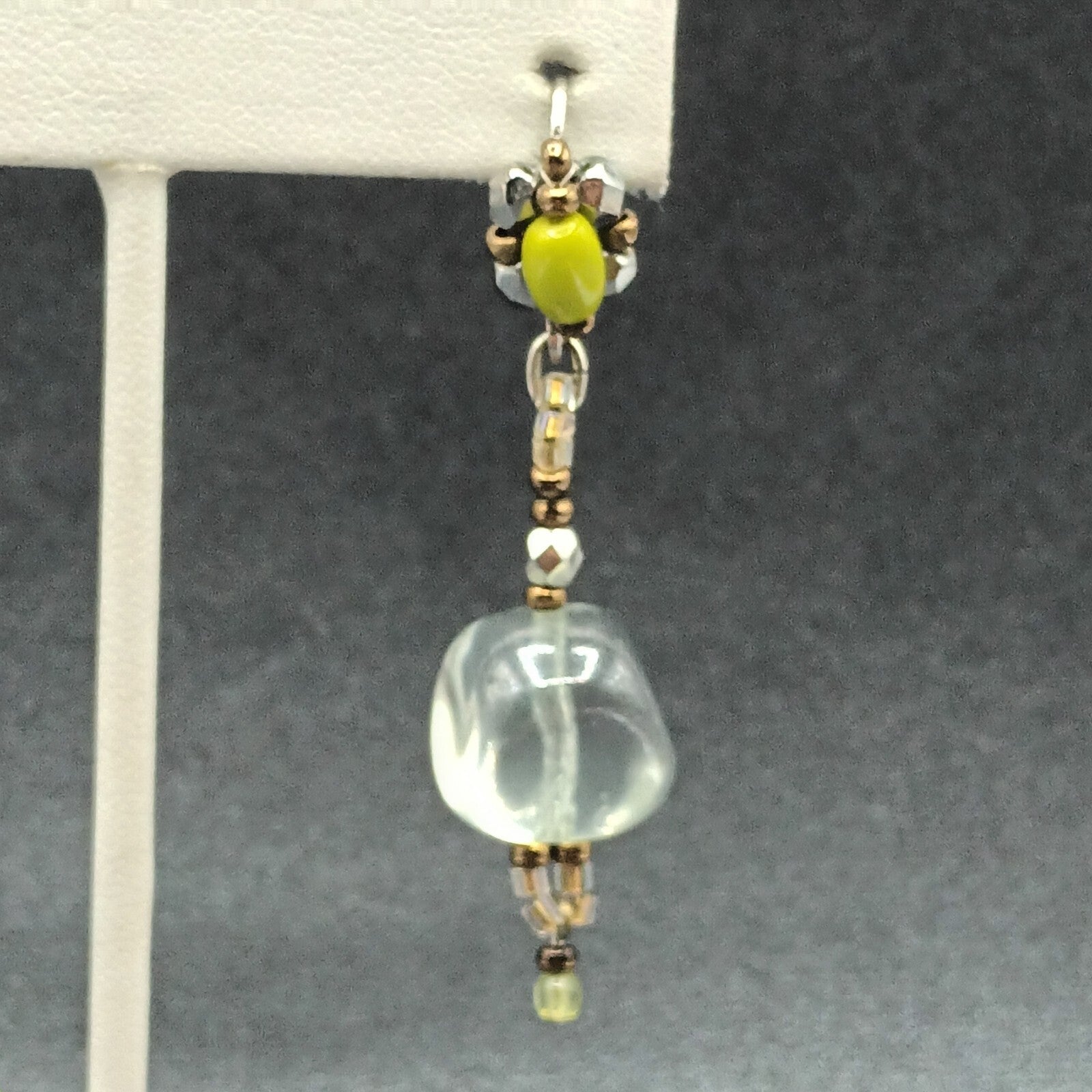 Pierced Earrings Silver tone Multicolor Clear Glass Beaded Dangle 2 1/4"