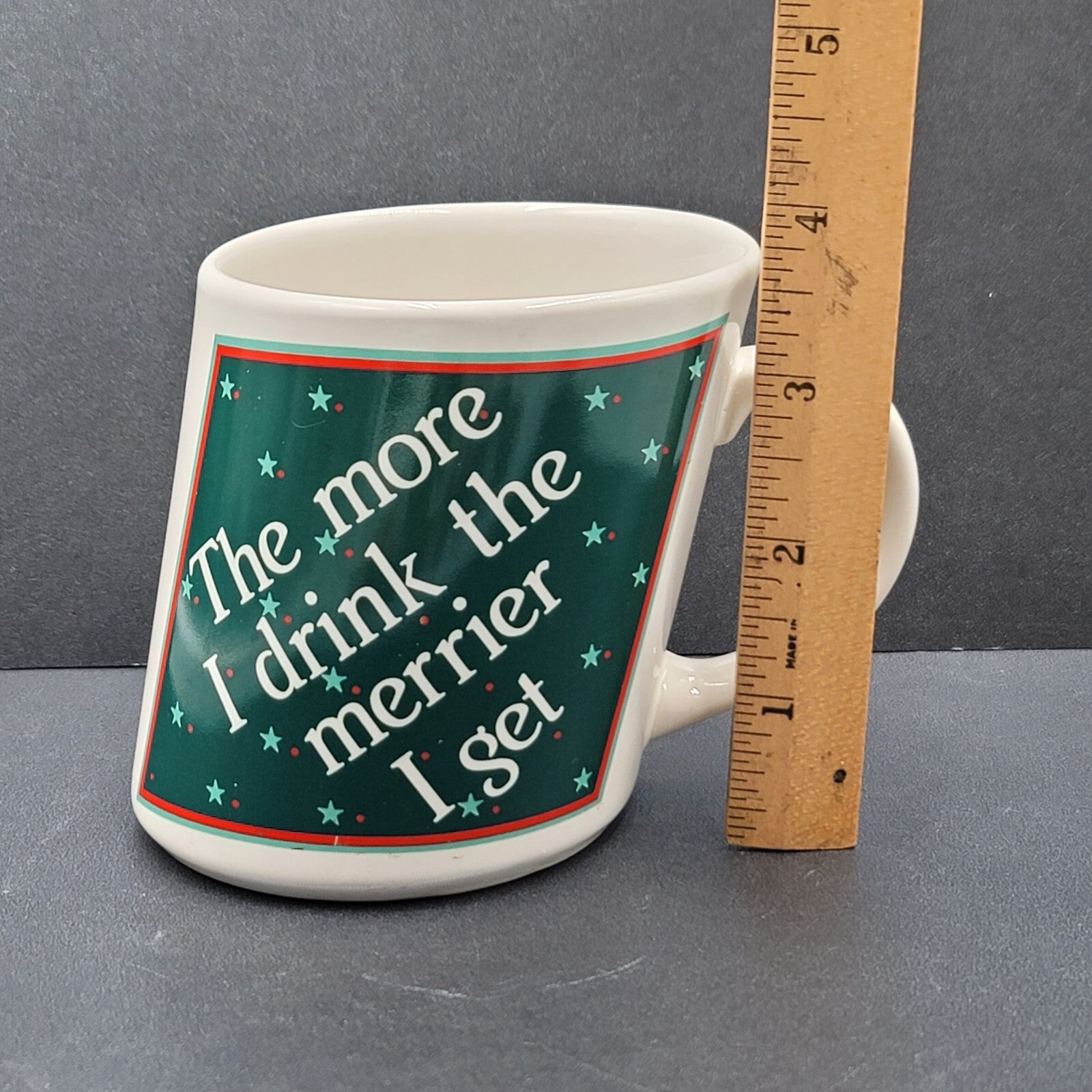 Vintage Christmas Papel Coffee Mug Slants The more I drink the merrier I get
