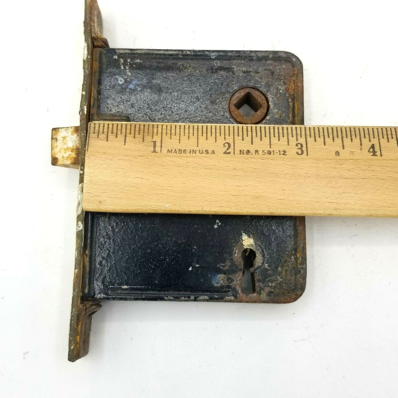Vintage Cast Iron Door Mortise Lock Salvage Hardware Skeleton Key hole  B154