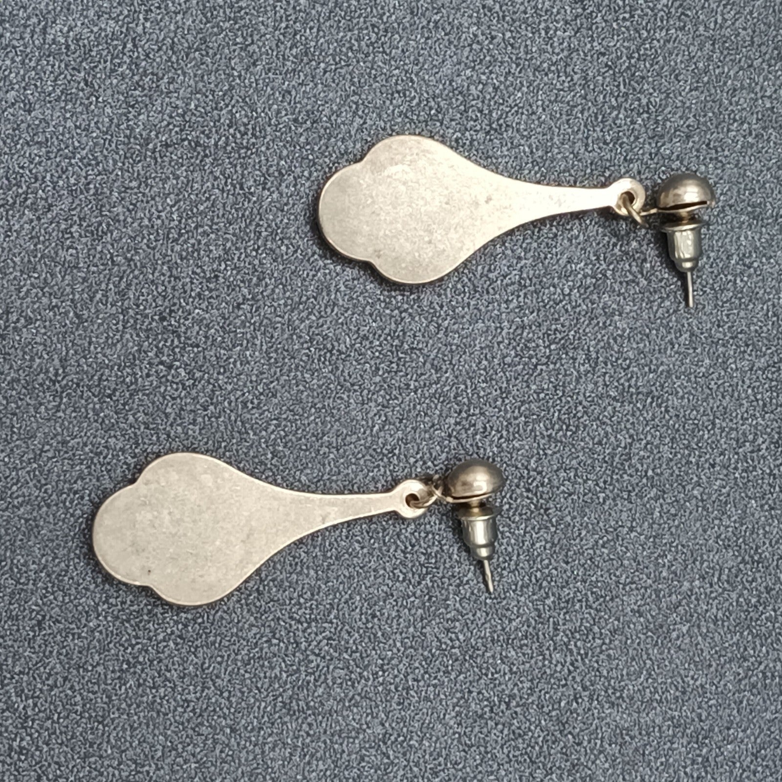 Vintage Pierced Earrings Silver tone Faux Abalone Dangle 1.75"