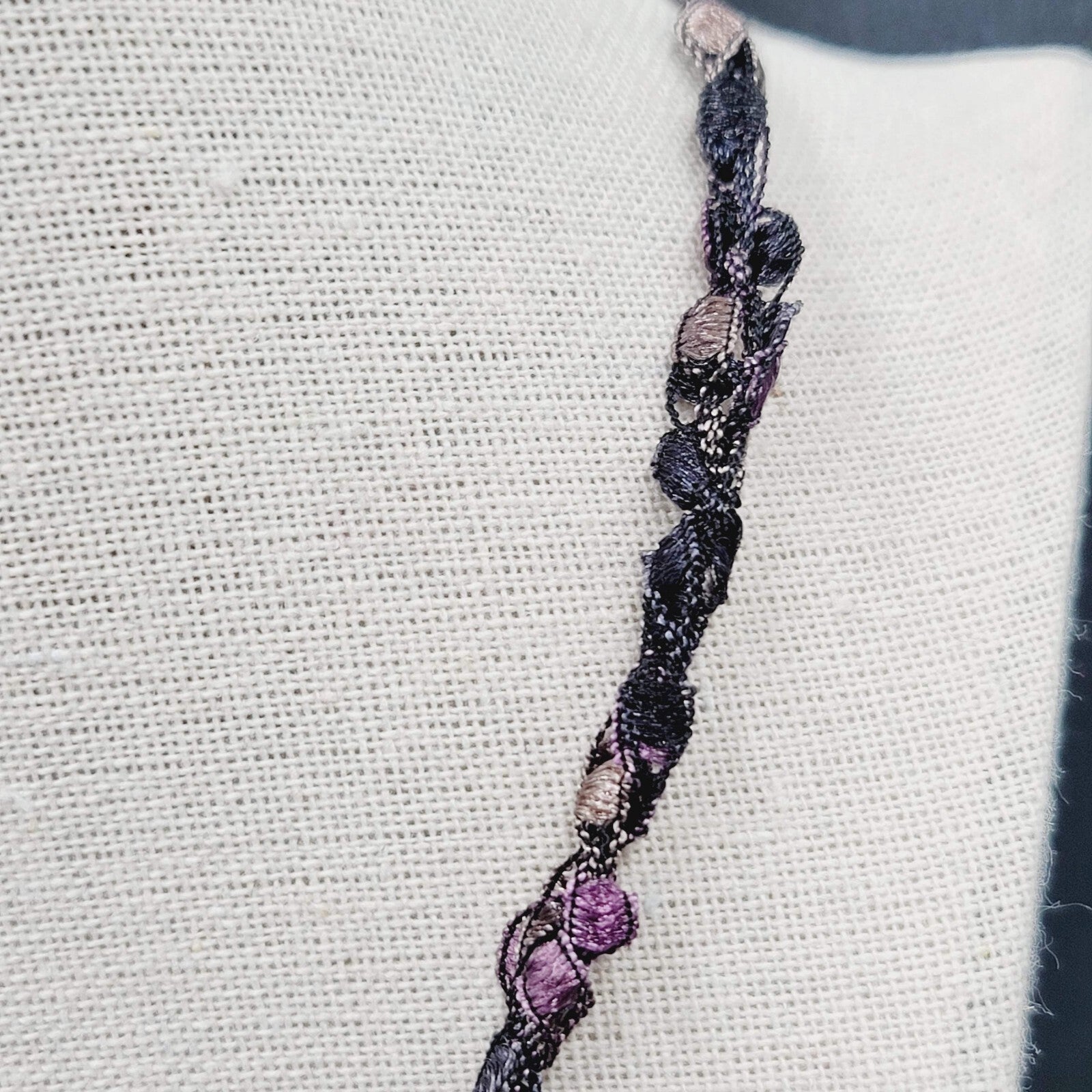 Purple Necklace Art Glass Heart Pendant 20"