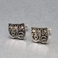 Vintage Swank Comedy and Tragedy Theater Masks Cufflinks Silver tone Rhinestone