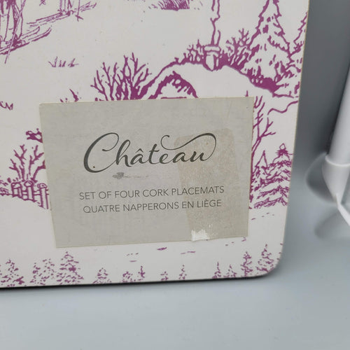 Chateau Cork Placemats Set of 4 Red Winter Scene 15.5" x 11.25"