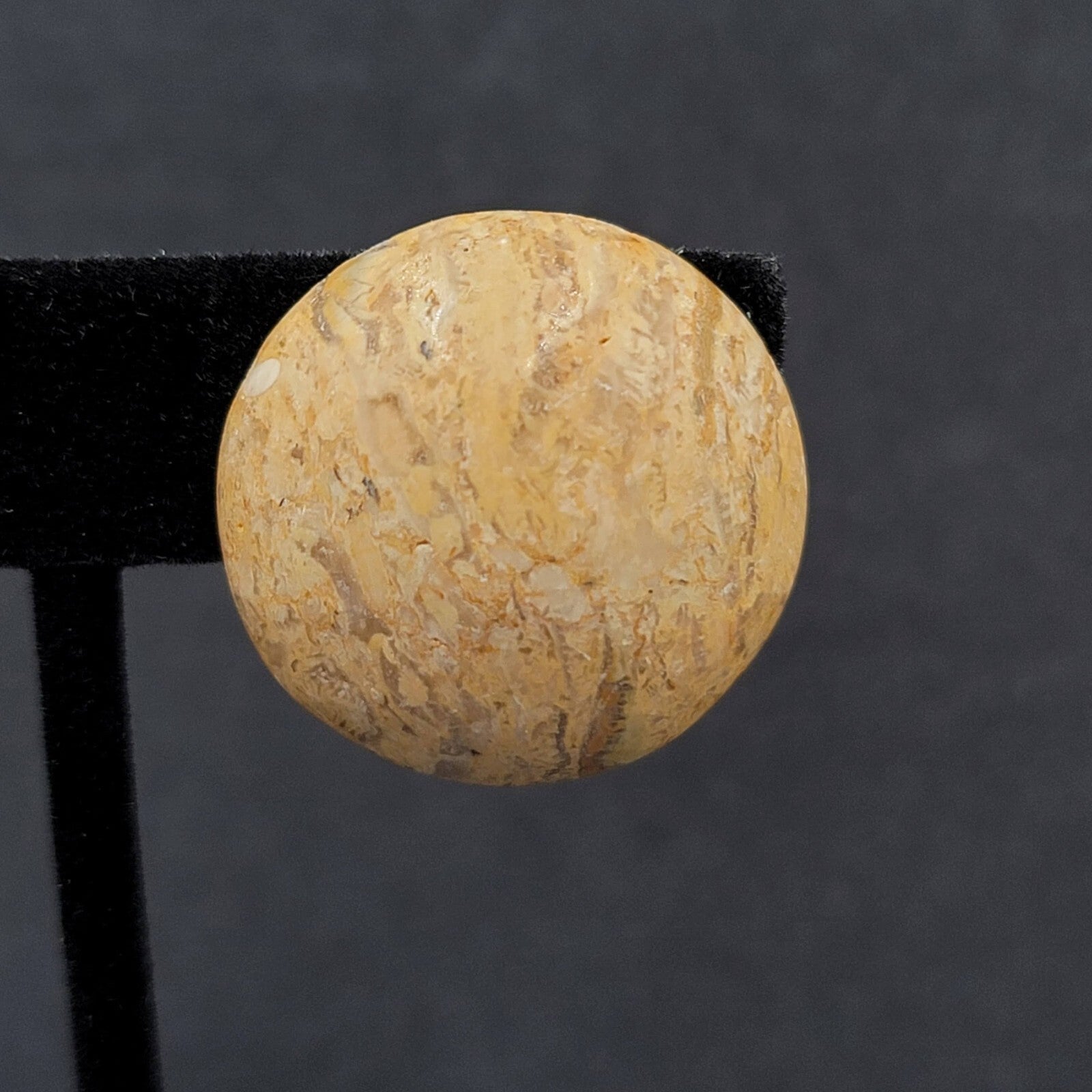 Vintage Clip on Earrings Agate Stone Dome Round 1"