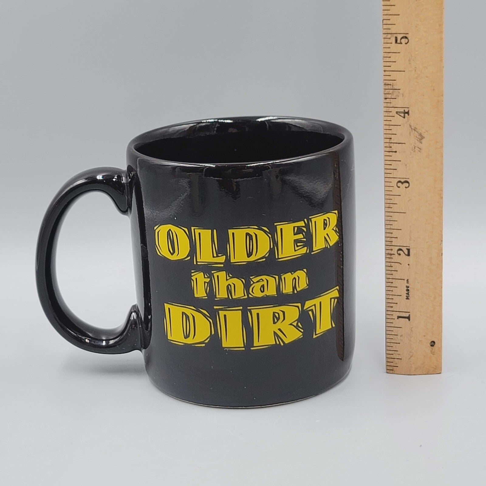 Older Than Dirt Coffee Mug Carlton Cards Stoneware Black Yellow