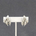Vintage Clip on Earrings Silver tone 1 1/8" Textured Drop Leaves
