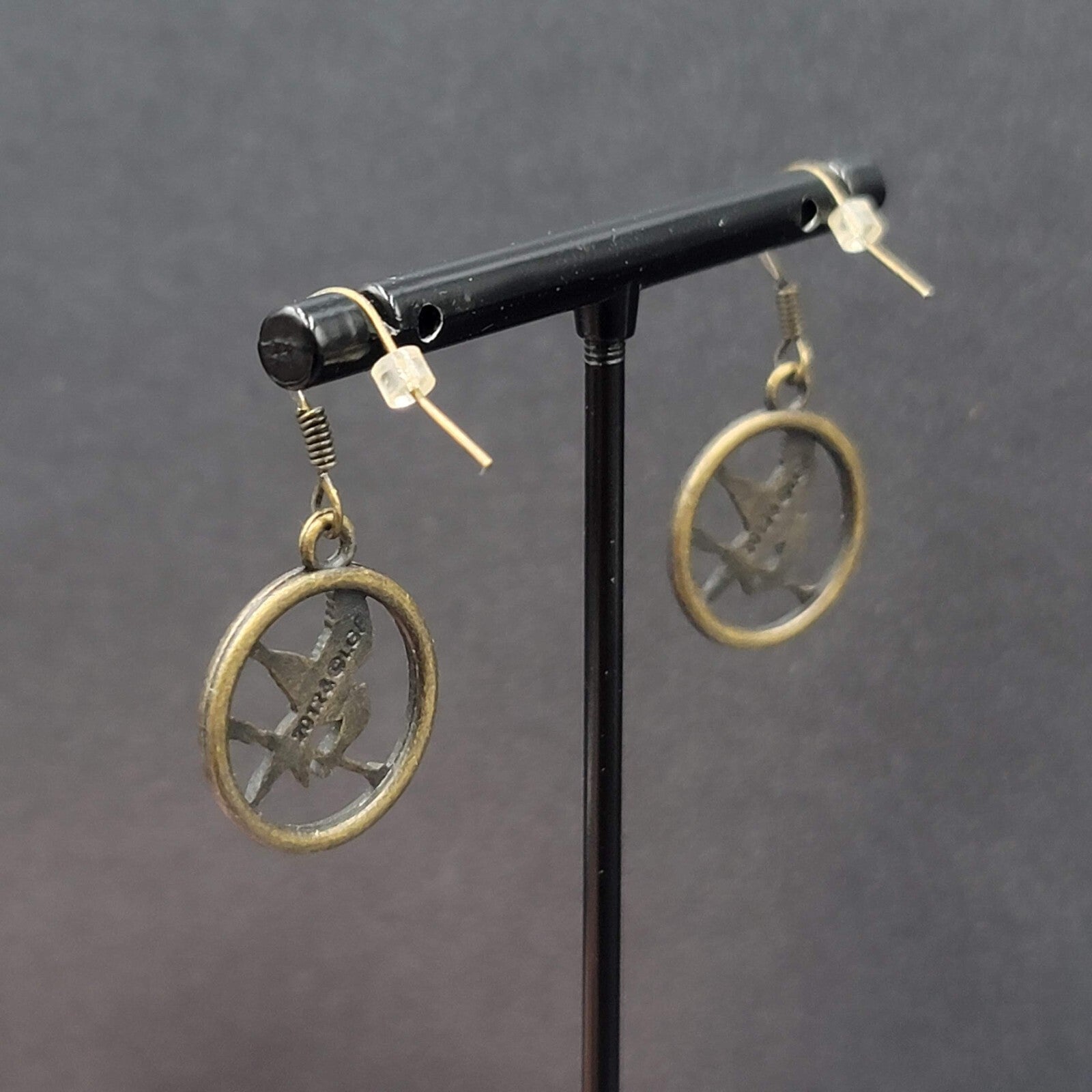 Hunger Games Pierced Earrings Bronze tone Dangle 3/4"
