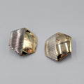Vintage Clip on Earrings Gold and Silver tone Hexagon 1.25"
