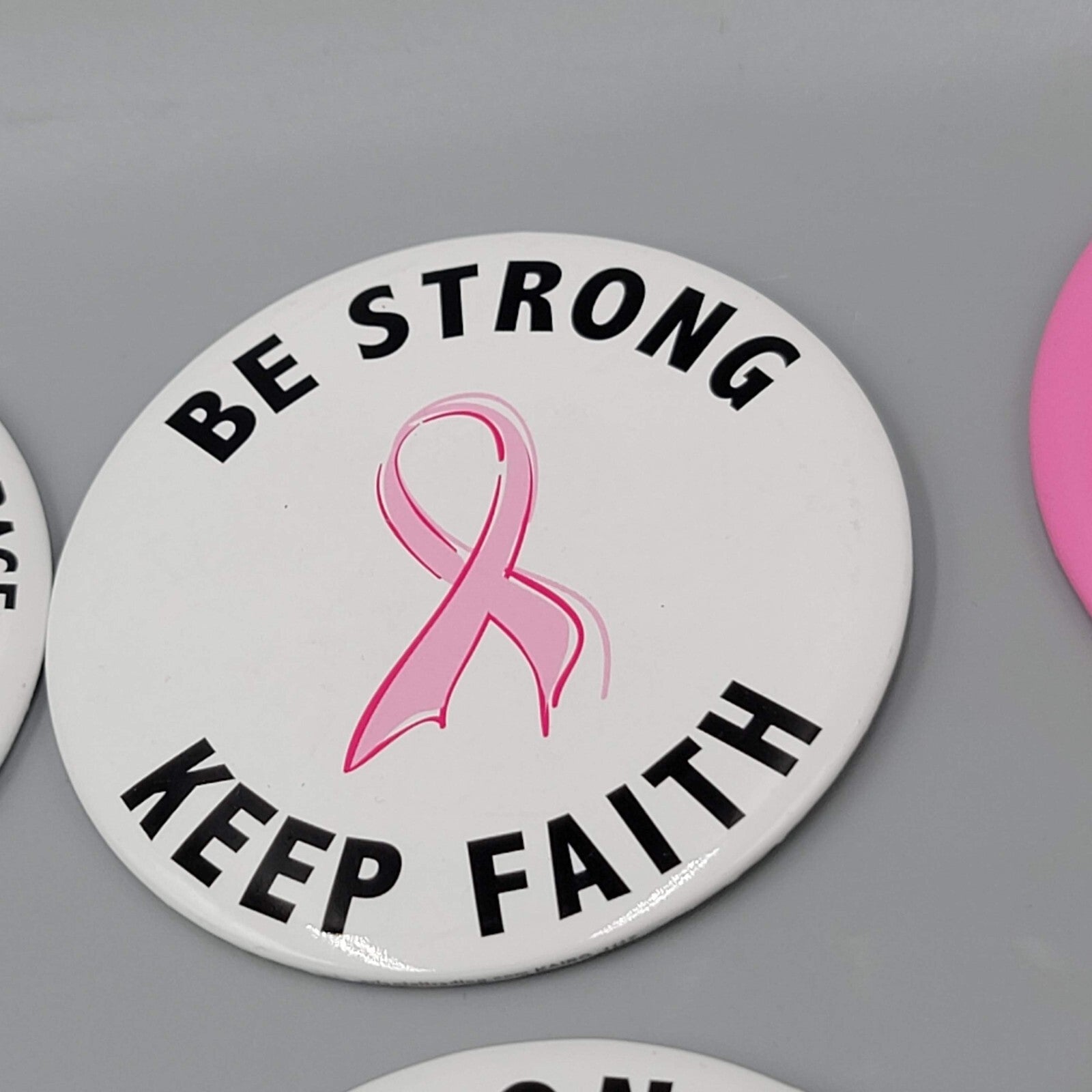 24 Breast Cancer Awareness Ribbon Logo Round 3 in Button LOT Pin Badge