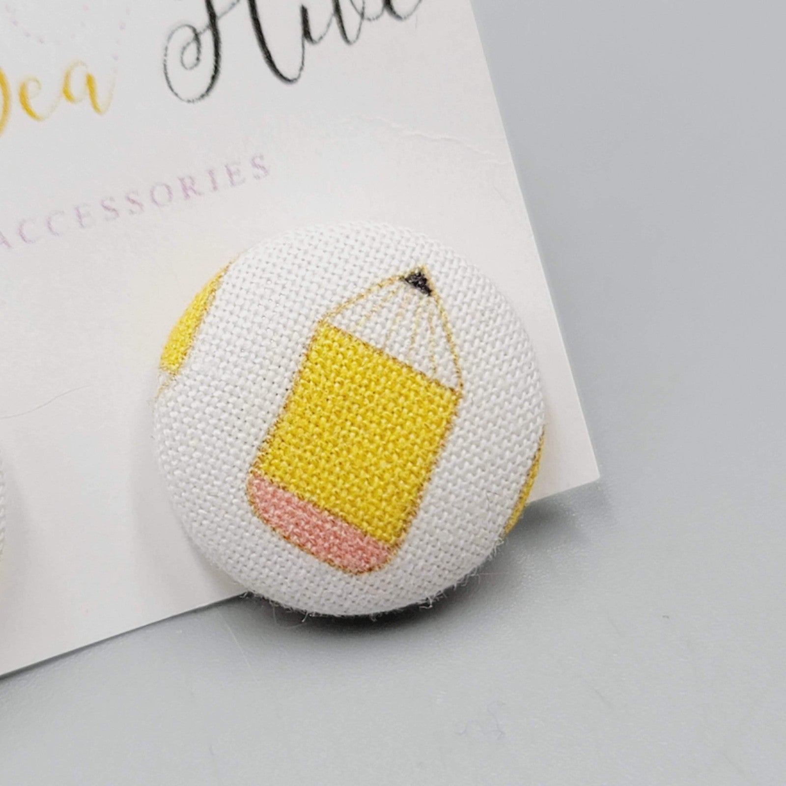 Honey Bea Hive Handmade Pencil Stud Earrings Button Teacher Gift Cute Accessorie