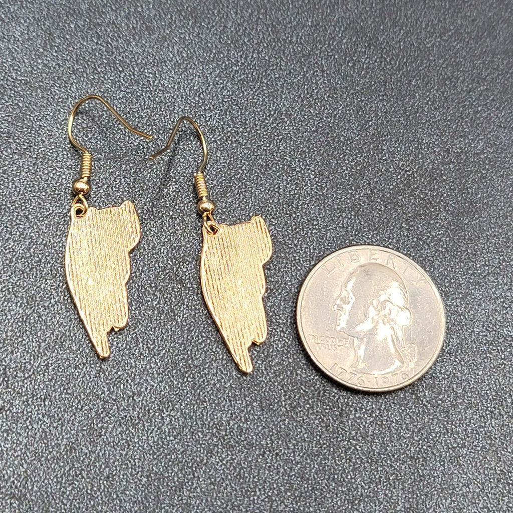 Cat Pierced Earrings Kitty Kitten Gold tone Pink Enamel Dangle 1"