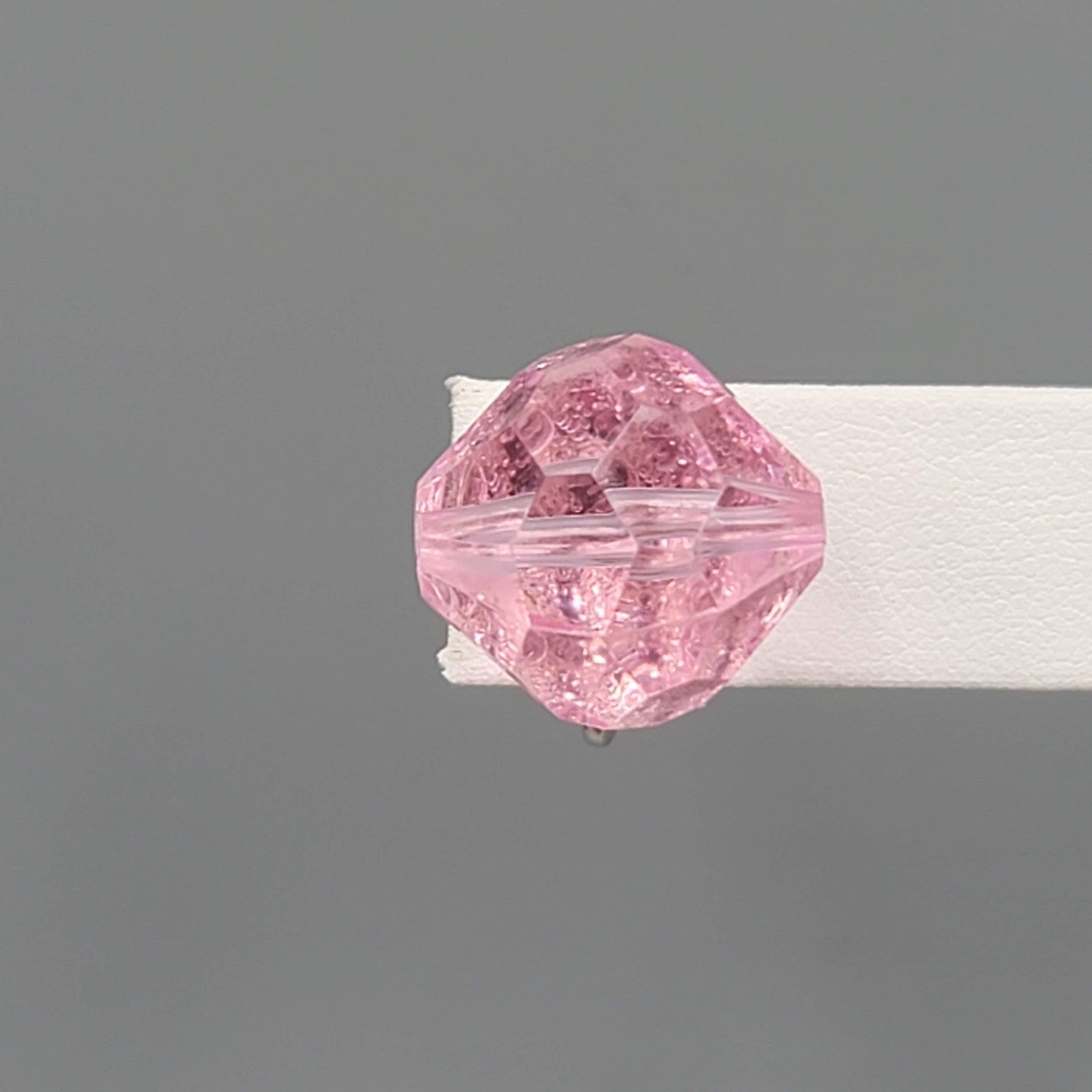 Vintage Large Faceted Pink Acrylic Bead Clip on Earrings Silver tone Screw 3/4"
